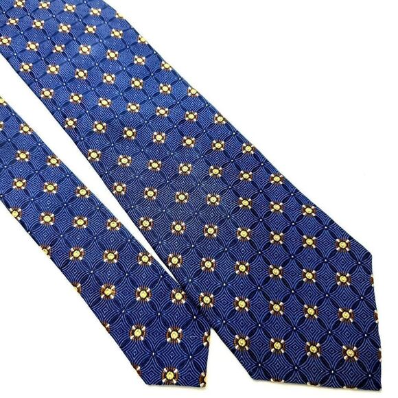 Jos A Bank Executive Silk Tie Woven Blue Geometric - Picture 1 of 6
